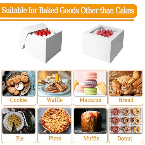 10x10x10 Inches Cake Boxes with Cake Boards, 3 Pack Premium Tall Cheesecake Boxes with Display Window for Christmas, Birthday, Wedding - size: 10 x 10 x 10 Inches-3 Pack