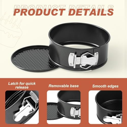 4 Pcs 6 Inch Nonstick Springform Cheesecake Pan with Removable Bottom Black - color: Black, size: 6 Inch