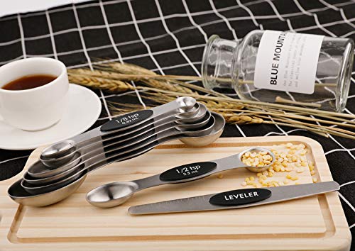 Magnetic Measuring Spoons Sets of 9 Stainless Steel Dual Sided Teaspoon - color: Measuring Spoons Set
