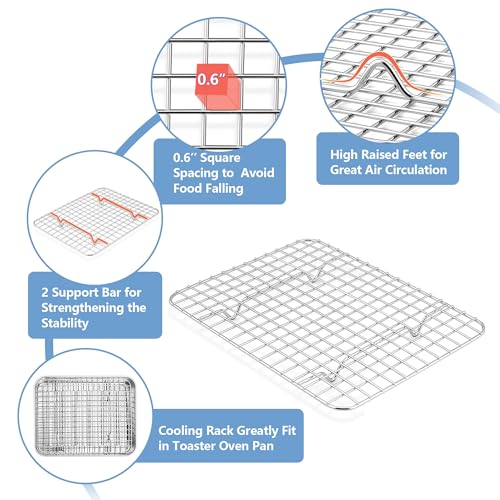 TeamFar Toaster Oven Pan with Rack, Stainless Steel 10.5 Inch Baking Tray