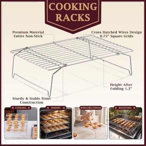 LIANYU Large Cooling Rack, 5-Tier Cookie Cooling Racks for Baking, 16"x11" - size: 16.5" x 11.4"