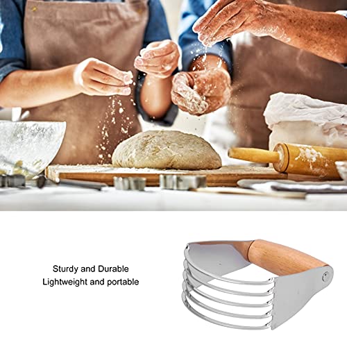 Pastry Cutter, Stainless Steel Dough Cutter, Pastry Blender with 5 Heavy Duty Blades and Comfortable Handle for Pastry Baking, Handle Length 7.5cm