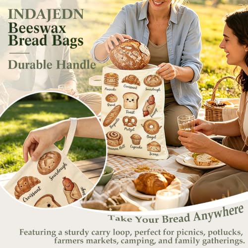 Funny Sourdough Baker Gifts Beeswax Bread Bags 2 Pack XL 13x17in - color: Funny Bread - Live Love Loaf