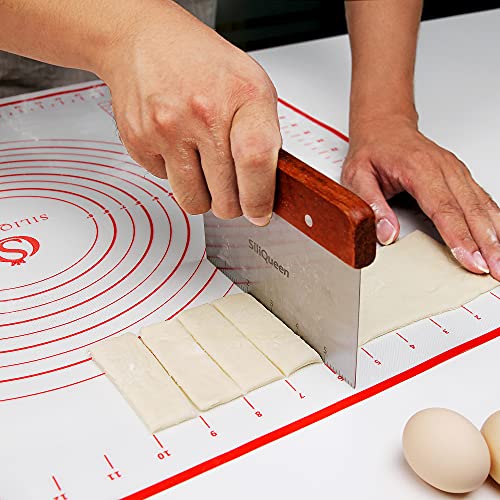 Silicone Pastry Baking Mat with Measurements Extra a Brush and a Dough Scraper- 27.5” x 20” Heat Resistant, BPA Free, Non-Stick Non-Slip Pastry Mat for Rolling Dough, Easy to Clean, Red - size: 27.5"(L) x 20"(W)
