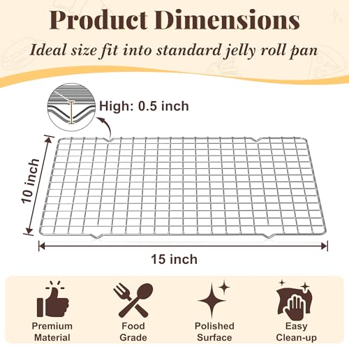 2 PCS Grid Wire Baking Cooling Racks, 10" x 15", Silver - color: Silver, size: 10“ x 15”-2 Pack