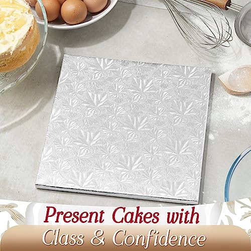 Cakebon Cake Boards 10" Silver Square Cake Drums 1/2" Wrapped Edge 1Pack - color: Silver, size: 10 Inch