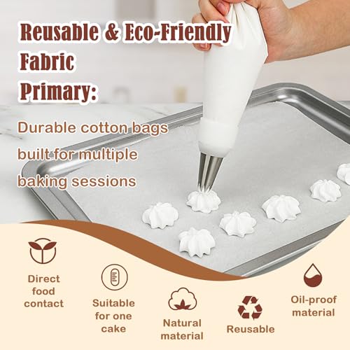 14-Piece Reusable Piping Bags and Tips Set with Stainless Steel Nozzles - size: 14