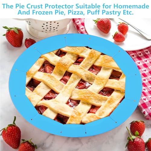 Heavy Duty Silicone Pie Crust Shield Edge Protector Fit 8-10.5 Inch Pie Pan - color: Bule