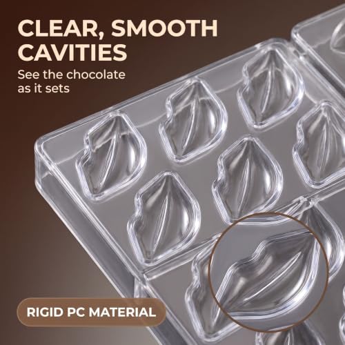 Pack of 2 Chocolate Candy Mold PC Polycarbonate Chocolate Making Mould with Scraper(Water Drop+Lip) - color: Water Drop+Lip