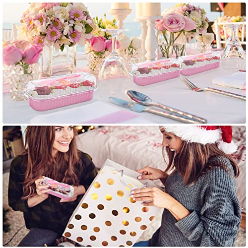 200Pack 6.8oz Pink Mini Cake Pans with Lids Baking Cups Aluminum Foil Pans Tins, Individual Dessert Cups Containers for Sales,Party,Picnics - color: 200-pack-Pink