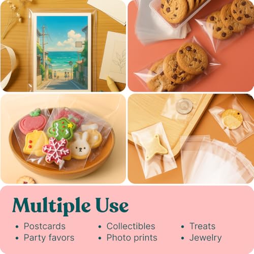 5x7 Self Sealing Cellophane Bags (1000 Pack) - Clear Cookie Bags With Seal - size: 5" X 7"