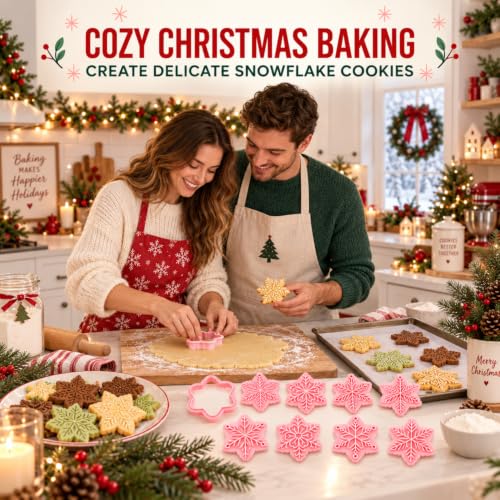9-Piece Snowflake Cookie Cutter and Stamp Set, Plastic