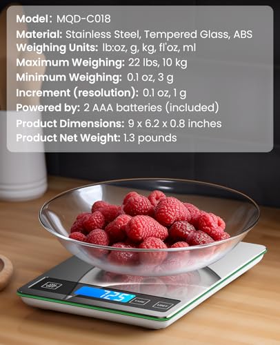 Nicewell 22lb Kitchen Food Scale Grams and Ounces for Cooking Baking - color: Grey