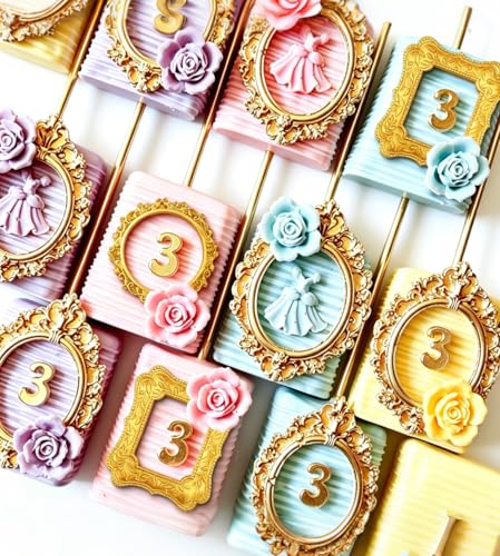 6 Pcs Picture Frame Silicone Molds, Letter Mold and Numbers Molds Kit - color: 6 Pcs Picture Frame & Letter & Number Mold, Pink