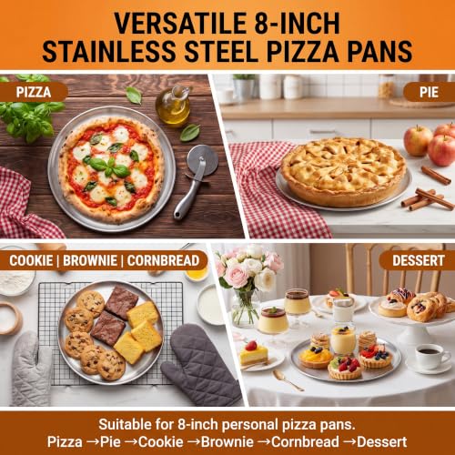 8 Pieces Silver Pizza Pans 8 Inch Bakeware - color: Silver, size: 8 Inch