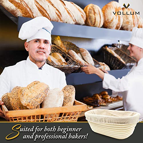 Vollum Bread Proofing Basket with Liner – Oval Banneton Brotform - size: 10" x 7" x 3.75"H, style: Rectangular