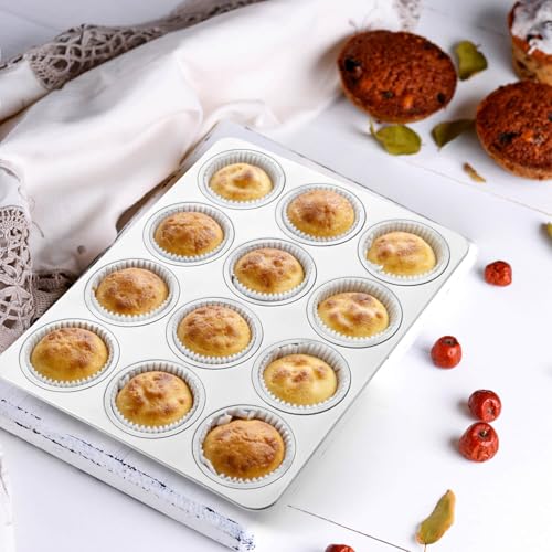 Herogo 12-Cup Stainless Steel Muffin Pan Tin for Baking - size: 12-Cup