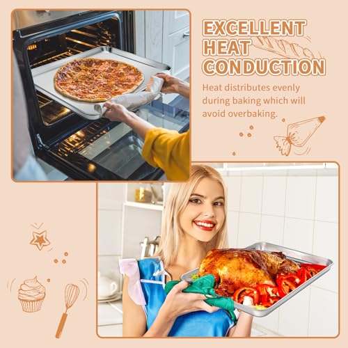 Stainless Steel Baking Sheet Pan Set of 2, Cookie Sheets 20 x 14 x 1.3 Inch - size: 20 inch