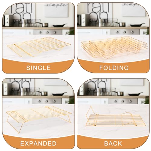 Briout Cooling Rack for Cooking Baking 3 Tiers, 16" x 10" Wire Rack, Gold - color: Gold, size: 16"x10"-3Tier