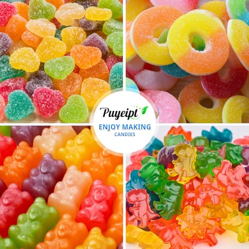 Puyeipt Silicone Gummy Candy Molds, 4 Pack, 201 Cavities