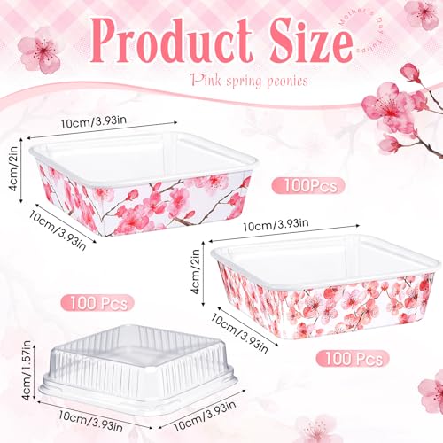 LemonRoad 100 Sets Mini Loaf Pans with Lids Bulk, 8oz Disposable Cake Pans