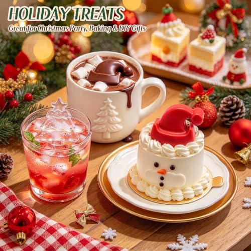2Pcs Christmas Tree Santa Hat Silicone Molds for Baking - color: 2Pcs Mint green