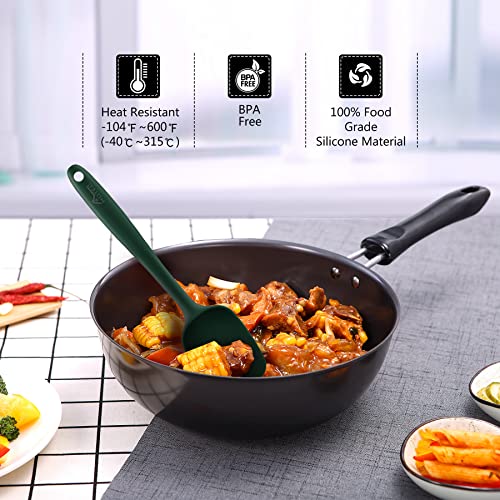 HOTEC BPA-Free Silicone Rubber Spatula Set, Dark Green, Set of 5 - color: Dark Green