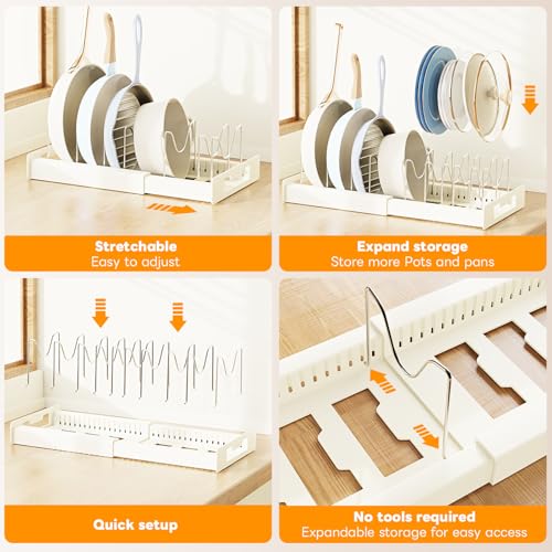 Dayacoco Pot and Pan Organizer, Expandable Pot Organizers Inside Cabinet - size: 2pcs