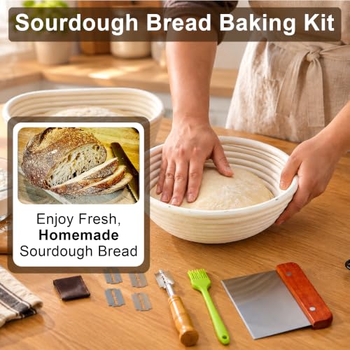 Sourdough Starter Kit with Proofing Baskets - Bread Baking Tools Set