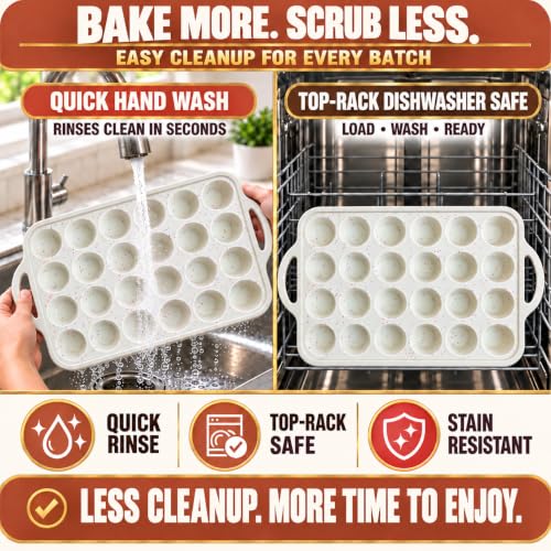 Silicone Mini Muffin Pan for Baking, 24 Cup 1 Pack, BPA-Free Muffin Tin - color: Cream, size: Mini (24 Cups Pan)