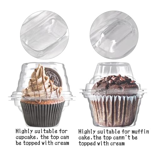 NPLUX 50 Pack Individual Cupcake Containers Plastic Cupcake Boxes Stackable