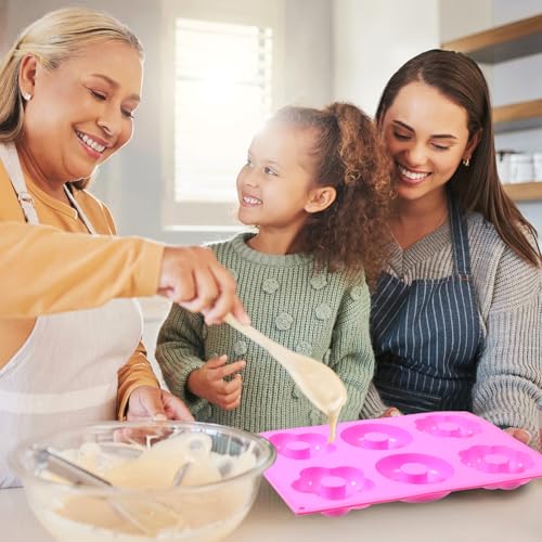 3 Pack Silicone Donut Pan for Baking,Non-Stick Doughnut Pan with 6 Indentations，Dishwasher Safe, Heat Resistant and Microwave Safe
