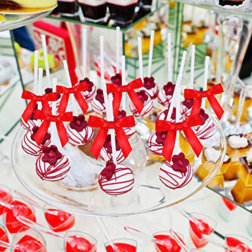 Willbond 100 Pcs Twist Tie Bows Satin Ribbon Mini,5/8 Inch,Red - color: Red