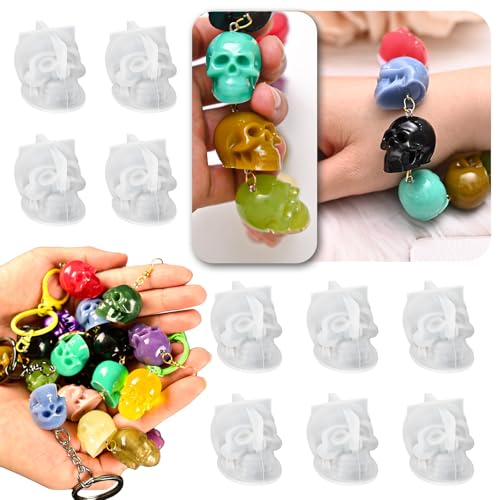 Halloween Skull Resin Molds, Set of 10 Skull Crafting Molds - color: 10PCS Mini 3d Skull