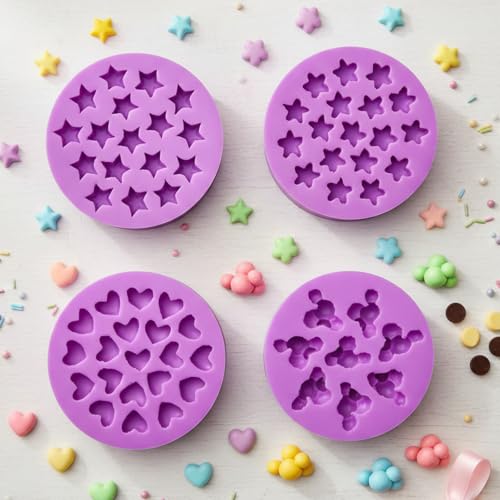 Infovox 4PCS Star Chocolate Molds, Silicone Heart Molds for Cake Deraction - color: Purple(NF516)