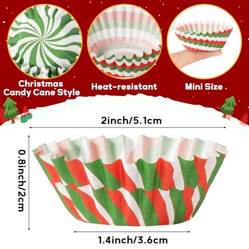 COcnny Christmas Mini Cupcake Liners - 600pcs Merry Christmas Candy Baking Cups Muffin Cupcakes Wrappers, Xmas Tree Santa Disposable Chocolate Cake Wrap Making Supplies for Xmas Eve Party (10 Styles) - style: Mini Xmas Candy