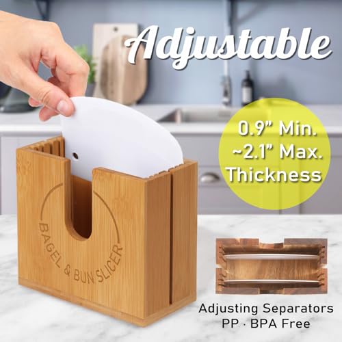 Adjustable Bagel Slicer Holder (Large) - size: Large (Bamboo)