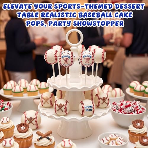 2 Pcs Baseball Cake Pop Mold with 100 Pcs Sticks, Baseball Mold for Sports Ball Theme Cake Decoration, Candy, Cupcake Decorations, Baking Tools Accessories for Home Baking, Birthday Party - style: Baseball