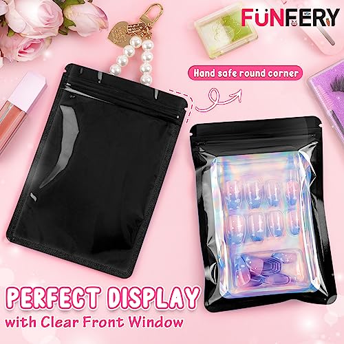 Funfery 100 Pack Resealable Holographic Bags, Smell Proof Packaging, Black - color: Black, size: 3x4.7 inch
