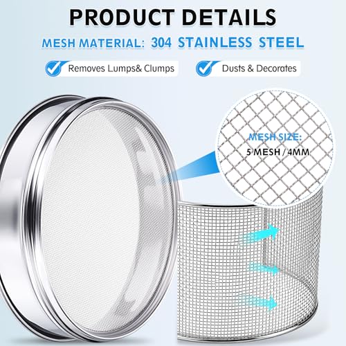PATIKIL Lab Sieve 5 Mesh(4mm) 3.9"(10cm) Diameter Sifting Screen - size: 5 Mesh(4mm)/3.9"