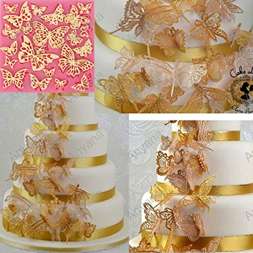 Fondant Impression Mats square fondant impression lace butterfly mould Silicone imprint mold Cake Decorating Supplies for Cupcake Wedding Cake topper Decoration
