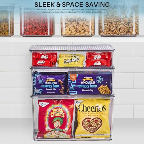 Sorbus Clear Storage Bins with Lids, Stackable Organizer (Small) - size: Small