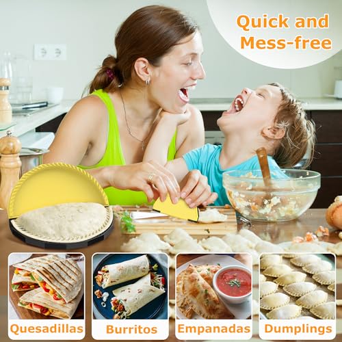 Tortilla Sealer Crimper Maker - for 10"+8"+6"+4" Flour Tortillas - color: Black Yellow