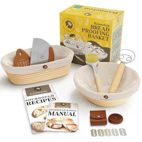 Superbaking Sourdough Banneton Bread Proofing Basket, 9" Round & 10" Oval
