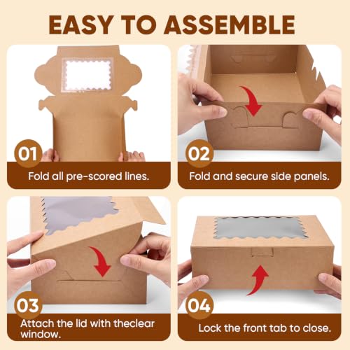 NEOACT 60pcs Cookie Boxes with Window for Gift Giving, 9x6x3in Bakery Boxes