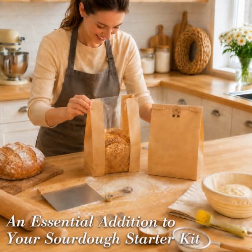 FUNFERY Sourdough Bread Bag for Home Made Bread Sourdough with CuteSticker - color: Regular Sticker, size: 60 Pack