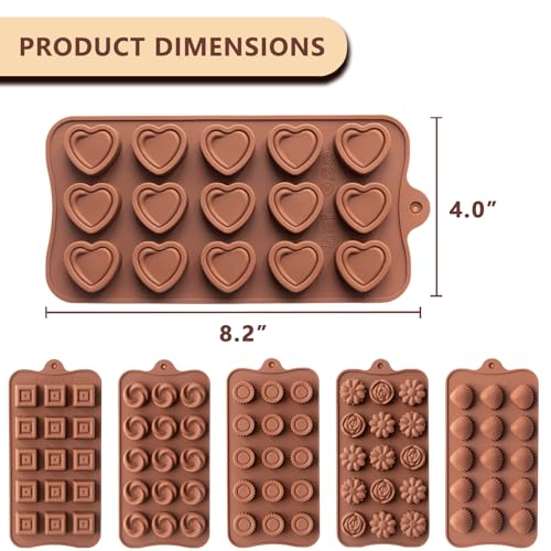6-Pack Classic Silicone Chocolate Candy Molds, Baking Molds