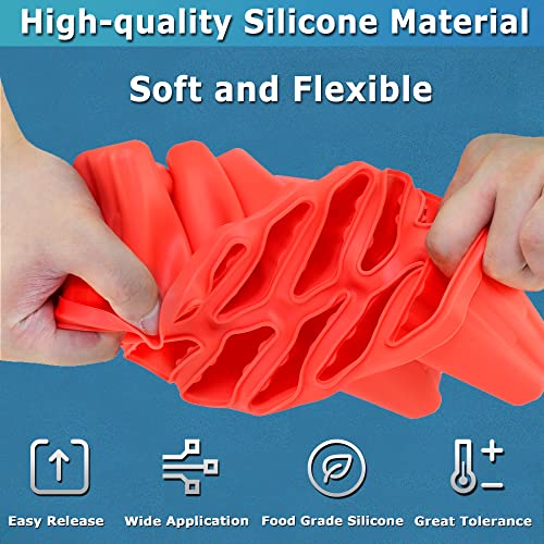 Silicone Popsicle Molds 10-cavity, DIY Ice Pop Mold for Kids Adult Teens, BPA Free Ice Cream Molds for Party Yogurt Juice Smoothies Sticks - color: Red-10 cavity