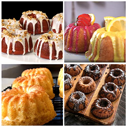 Mity rain 3pcs Mini Cake Pan for Baking, Silicone Fluted Tube Cake Pans