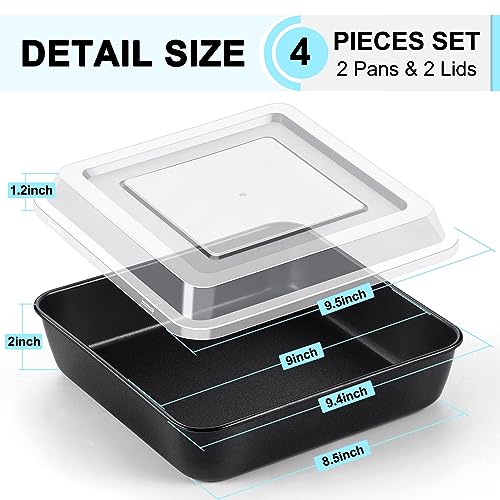 P&P CHEF 9 x 9 Inch Baking Pan with Lid, Nonstick Square Cake Pans - 4Pcs - size: 9 x 9 Inch